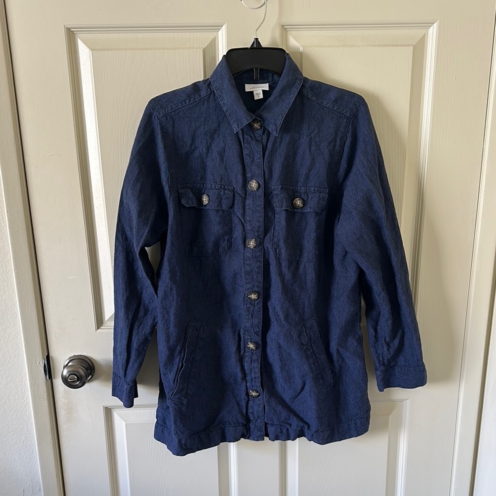 J Jill Love Linen Navy Shirt